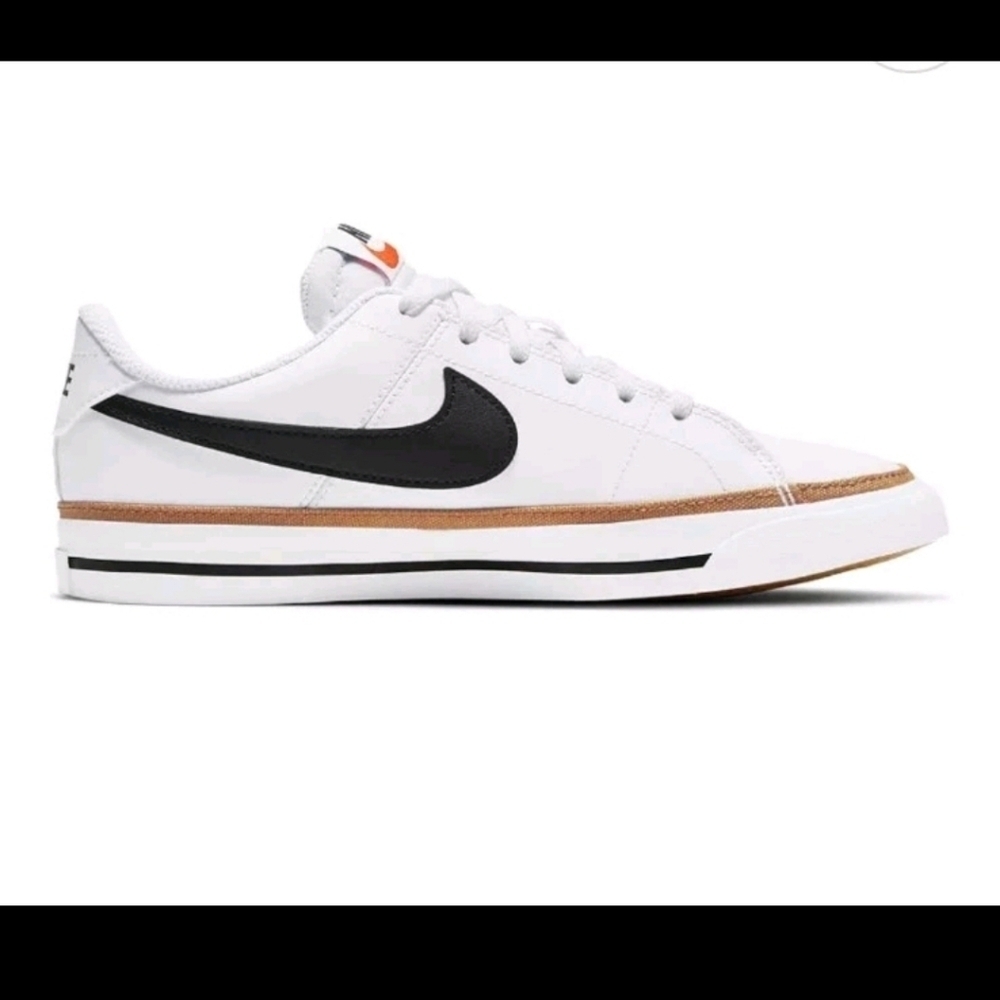 Nike Court Legacy Big Kids Leather Streetwear Shoes In White Ochre Gum 7Y 8.5W